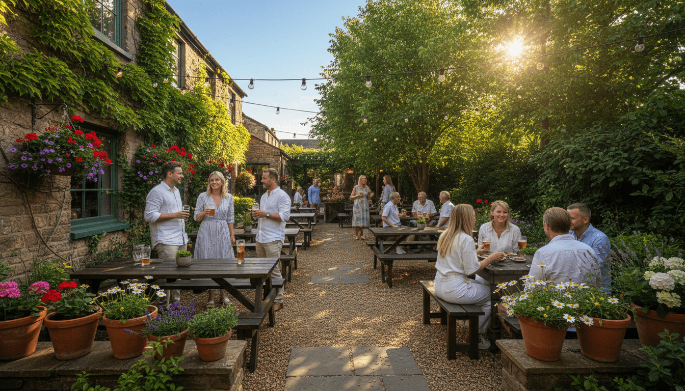 Outdoor terrace with built in seating and native plants
