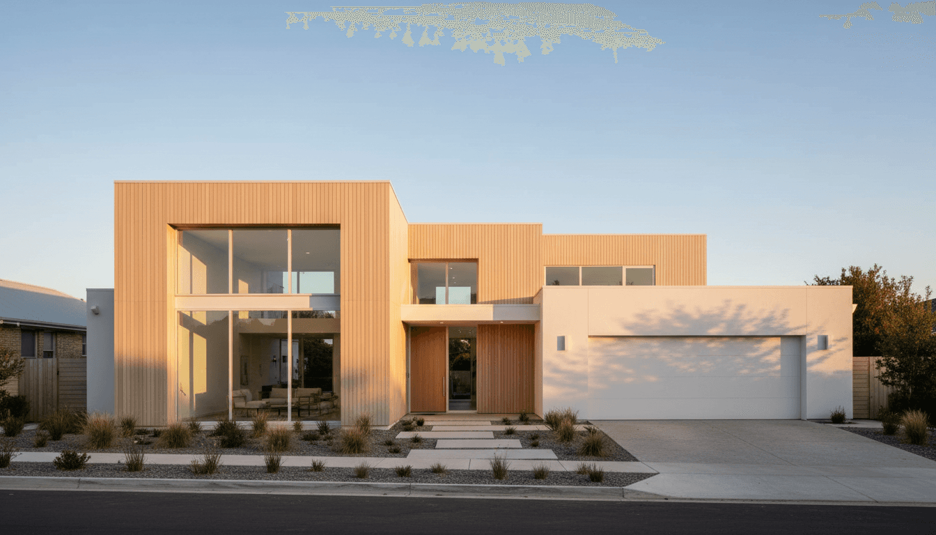 Modern custom home exterior with clean architectural lines
